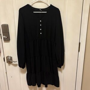 Elegant Black Button-Down Dress